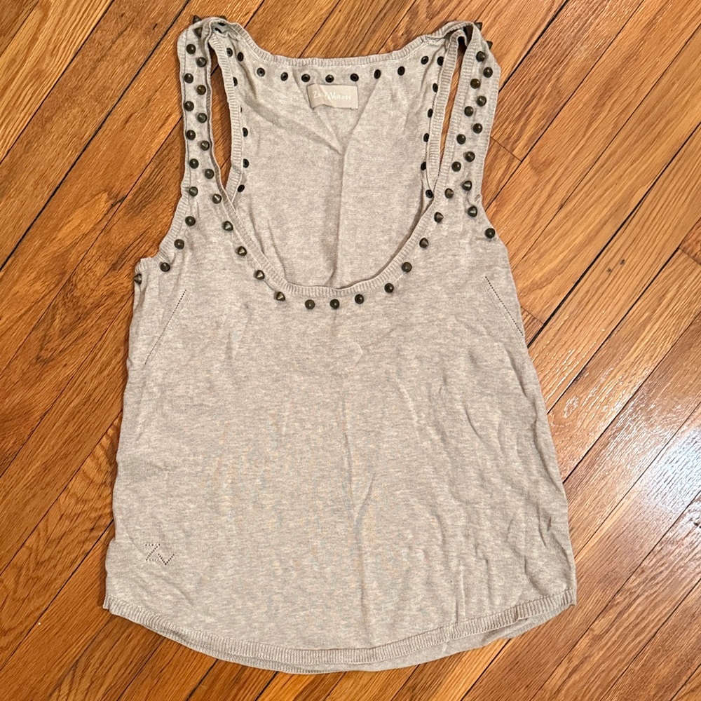 Zadig & Voltaire Studded Women's Tank Top, Taupe/Tan, Size M